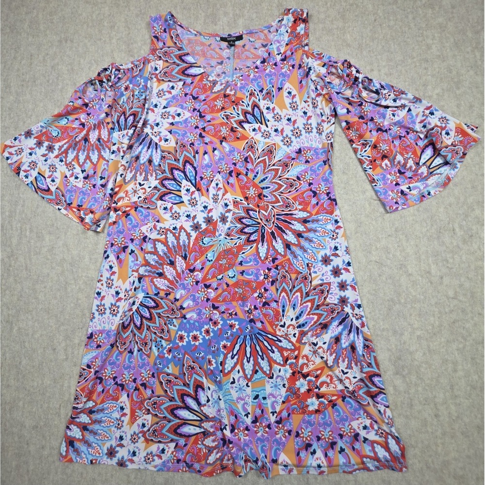 MSK‎ Cold Shoulder Bell Sleeve Fun Flirty Dress Size Medium